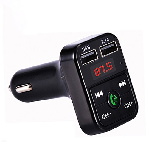 

B2 Dual USB Charging Bluetooth FM Transmitter MP3 Music Player Car Kit, Support Hands-Free Call & TF Card & U Disk (Black)