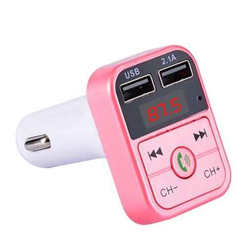 

B2 Dual USB Charging Bluetooth FM Transmitter MP3 Music Player Car Kit, Support Hands-Free Call & TF Card & U Disk (Pink)