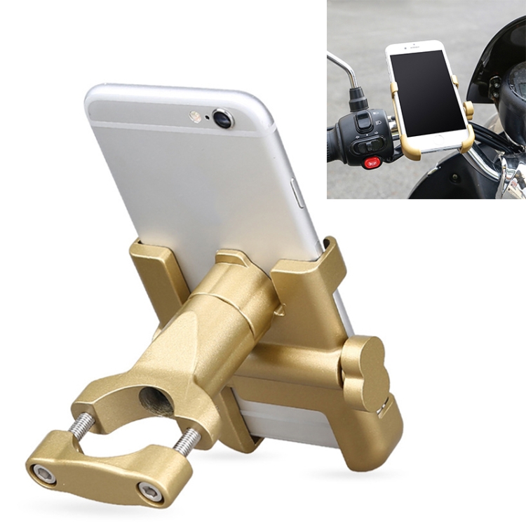 

Motorcycle Handlebar Aluminum Alloy Phone Bracket, Suitable for 60-100mm Device(Gold)
