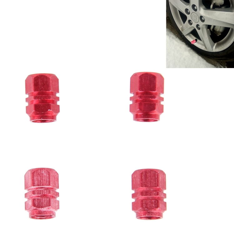

4PCS SA Metal Plated Hexagon Shape Universal Tire Valve Stem Cap(Red)