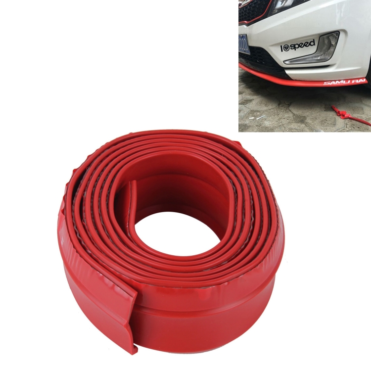 Universal 2.5 Meter Red Rubber Car Front Bumper Lip Splitter – Body Spoiler Protector – 56mm Wide, 6mm Thick, 1 Year Warranty