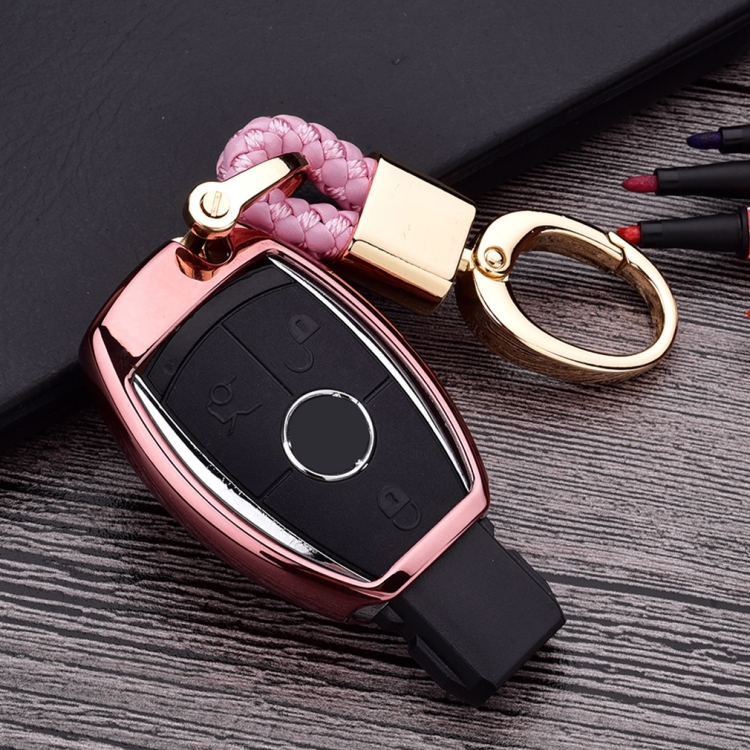 Electroplating TPU Single-shell Car Key Case with Key Ring for