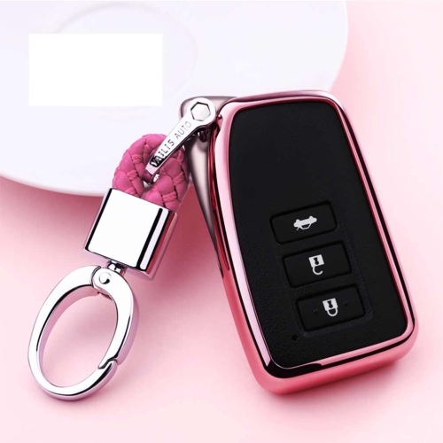 Étui de clé de voiture à coque unique en TPU galvanoplastie avec porte-clés  pour