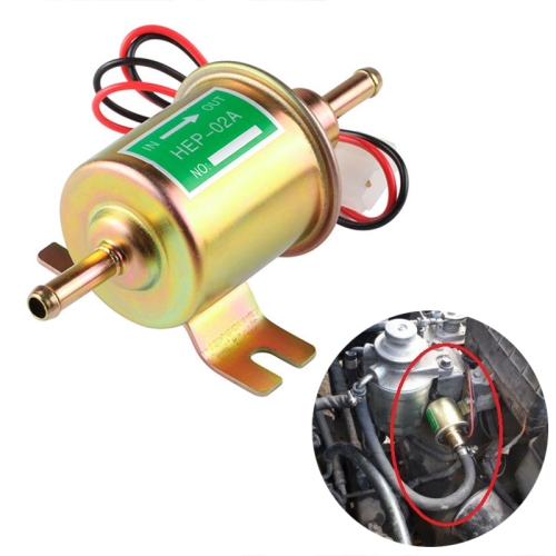 

HEP-02A Universal Car 12V Fuel Pump Inline Low Pressure Electric Fuel Pump (Gold)