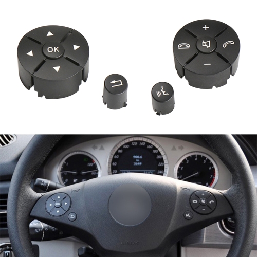 

1 Pair Car Steering Wheel Switch Buttons Panel for Mercedes-Benz W204 2007-2014, Left Driving(Black)