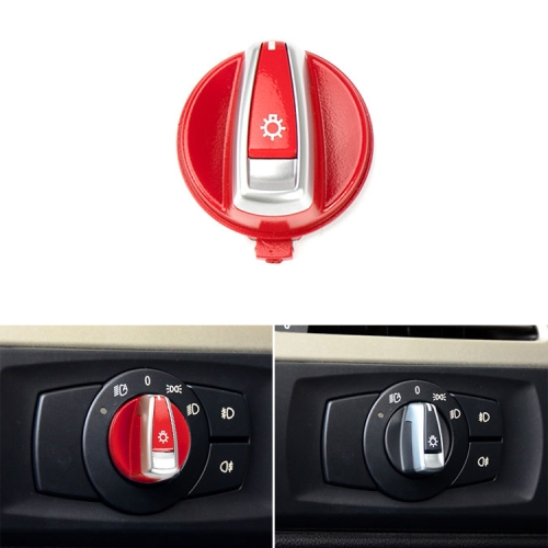 

Car Headlight Switch Button Knob Cover Trim 6131 6932 796 for BMW X1 2009-2015, Left Driving(Red)