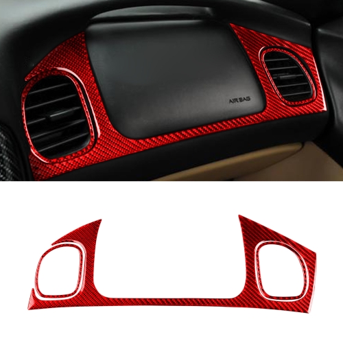 

3 in 1 Carbon Fiber Car Front Passenger Seat Air Outlet Sticker Kits for Chevrolet Corvette C5 1998-2004, Left Drive(Red)
