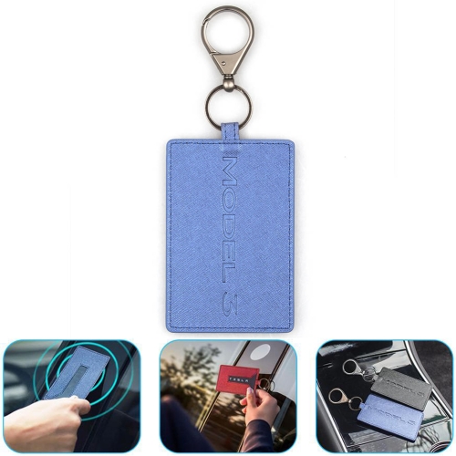 Étui de protection pour carte clé de voiture portable pour Tesla Model 3  (bleu)