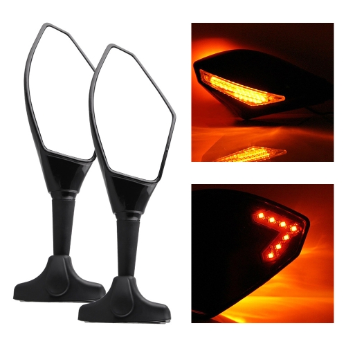 

Motorcycle Modified Rear View Mirror Set with Light for Kawasaki