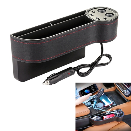 Console multifonctionnelle de voiture boîte en cuir PU allume-cigare poche  de chargement porte-gobelet siège
