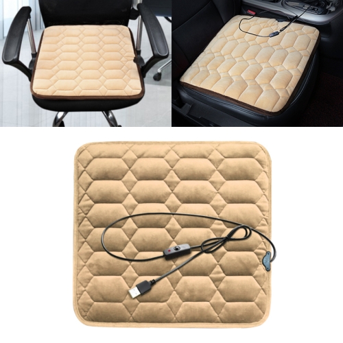 Housse de coussin chauffant pour siège USB pour voiture, tapis chauffant  d'hiver, style: carré (beige)