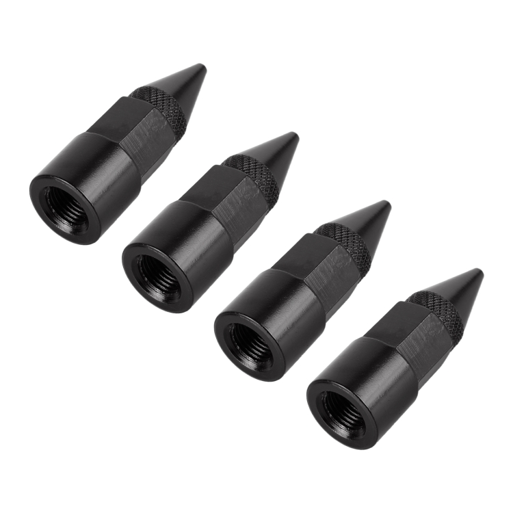

4 PCS 6-edeg Shape Gas Cap Mouthpiece Cover Tire Cap Car Tire Valve Caps (Black)