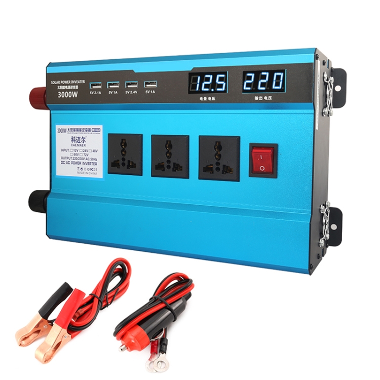 

Carmaer 12V to 220V 3000W Intelligent Fan Car Double Digital Display Inverter Household Power Converter