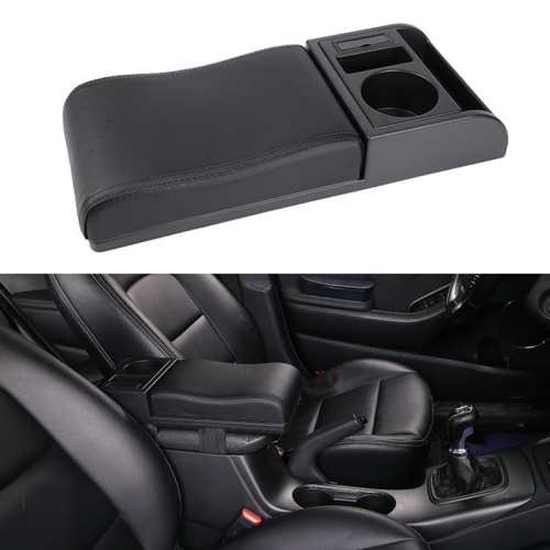 

Car Multi-functional Dual USB Armrest Box Booster Pad, Microfiber Leather Curved Type (Black)