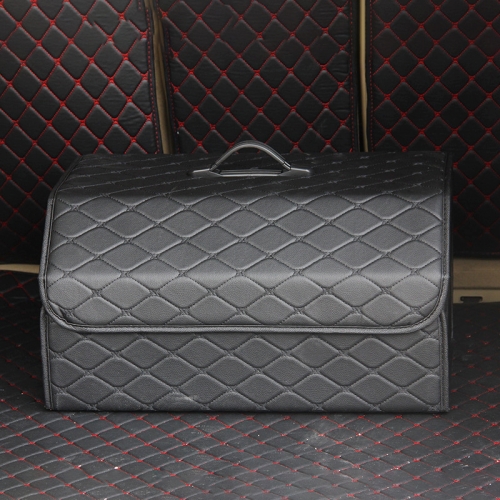 

Car Trunk Foldable Storage Box, Rhombic Grid Large Size: 54 x 32 x 30cm (Black)