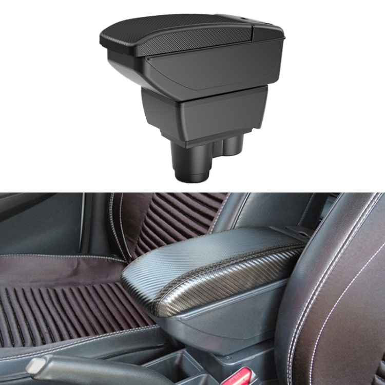 

Car Center Armrest Box Carbon Fiber Leather Type for Renault Duster 2019 (Black)