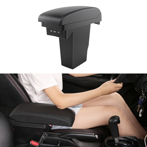 

Car Center Armrest Box Microfiber Leather Type for Peugeot 2008 (Black)