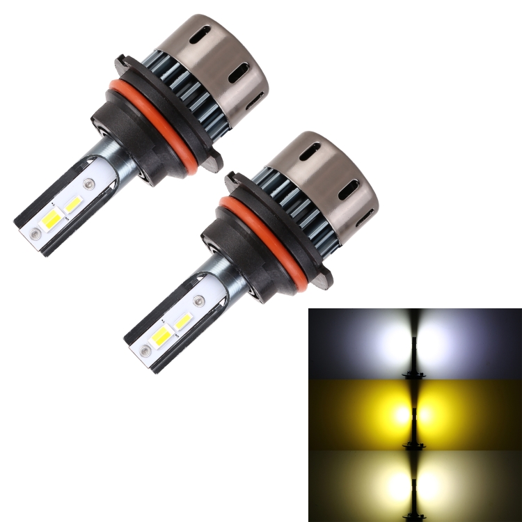 

1 Pair 9004 DC12V / 30W / 3000LM Car LED SMD-1860 Lamp Bead Tricolor Headlight