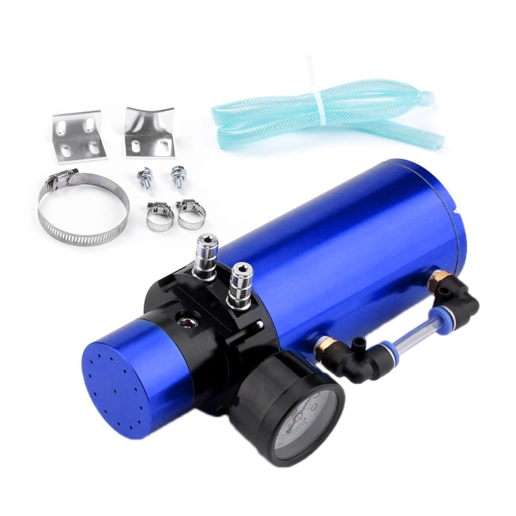 

Car Universal Round Oil Breathable Catch Can with Vacuum Pressure Gauge (Blue)