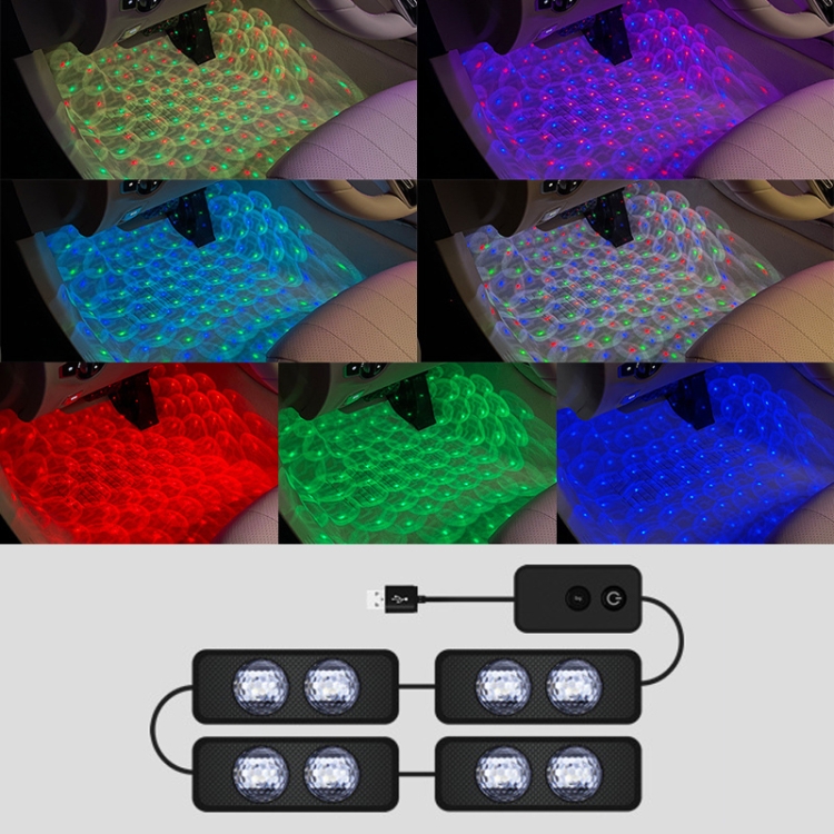 

A18 Car Colorful Voice-activated RGB Foot LED Atmosphere Light, Double Light Star Version