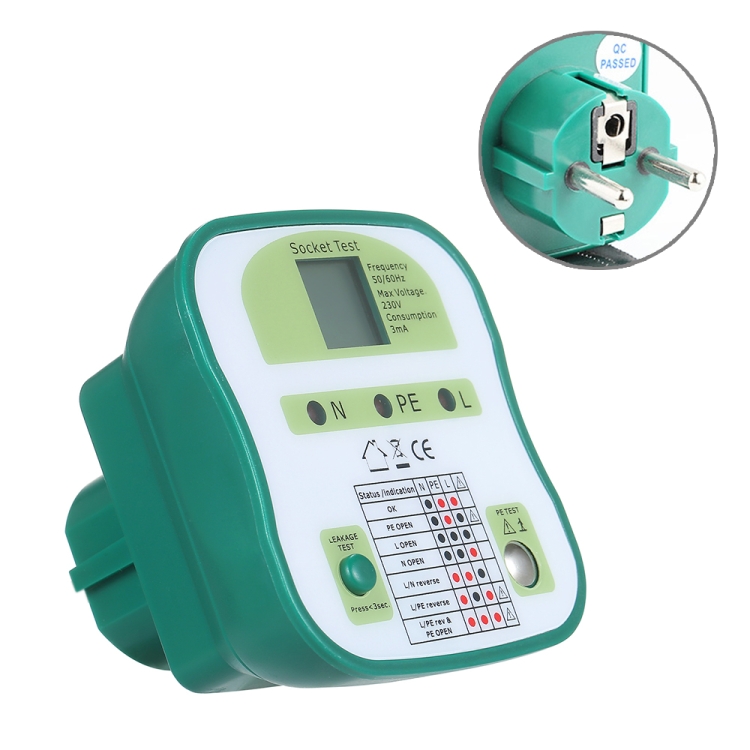 

DUOYI DY207 Digital Display Smart Socket Tester RCD Switch Test Pen, EU Plug