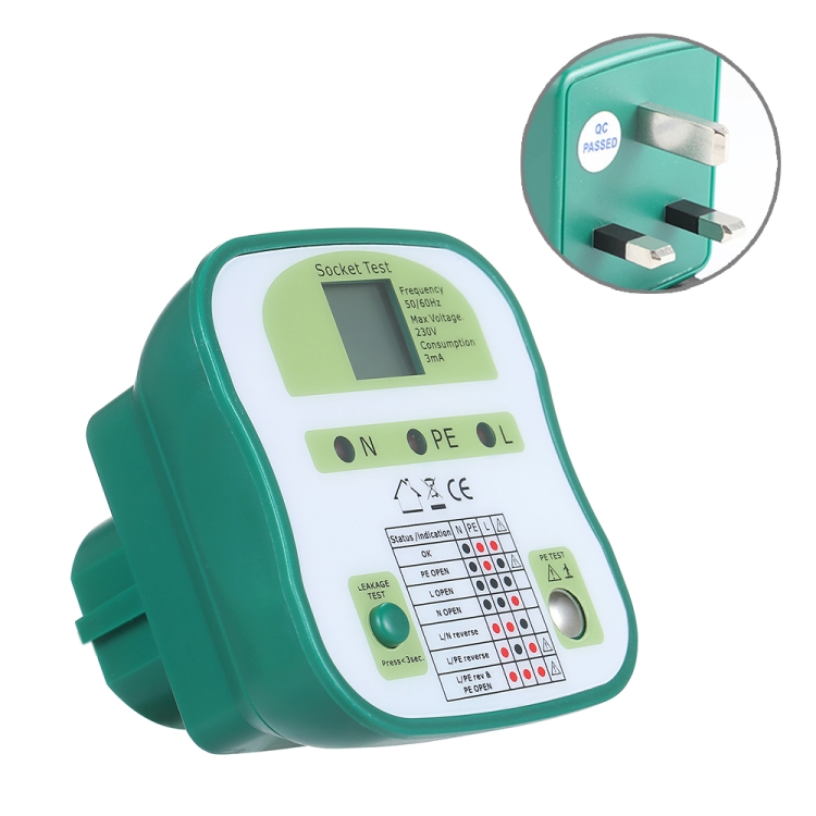 

DUOYI DY207 Digital Display Smart Socket Tester RCD Switch Test Pen, UK Plug