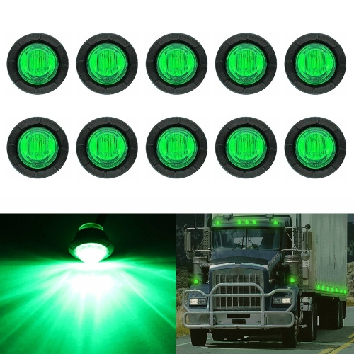 

10 PCS MK-009 3/4 inch Car / Truck 3LEDs Side Marker Indicator Lights Bulb Lamp (Green Light)