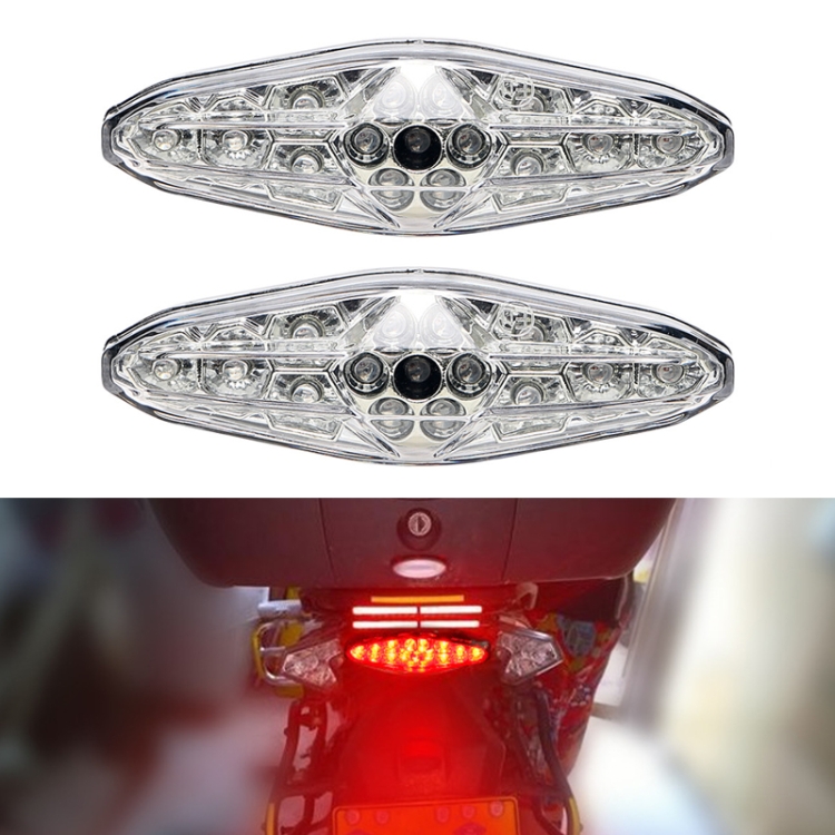 

2 PCS KC-WD-NEW-3X Motorcycle LED Brake Light Running Lamp (Transparent)