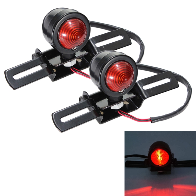 

2 PCS KC-WD-FGZXD Motorcycle Retro Round Brake Light with License Plate Holder