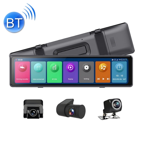 

T70 Car 12 inch 2.5K HD 3-recording Rearview Mirror Bluetooth Driving Recorder with Carplay Function