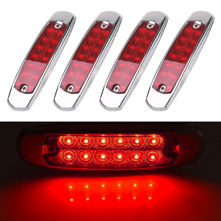 

4 PCS MK-338 DC12-24V Truck 12LEDs Side Clearance Maker Light (Red Light)