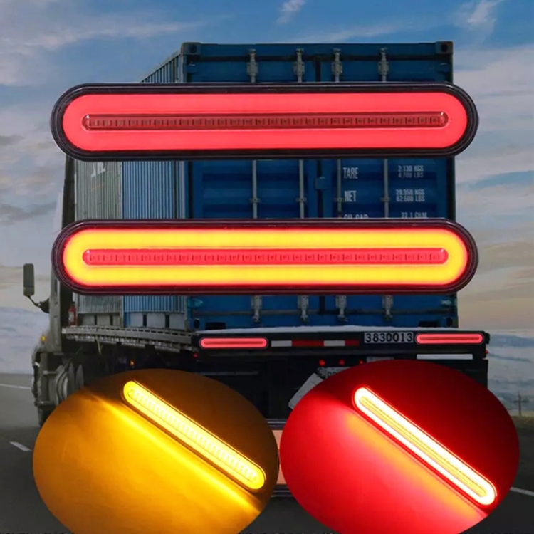 

2 PCS Heavy-duty Truck Trailer 100LED Light Guide Two-color Brake Light