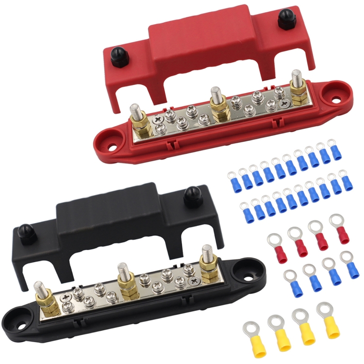 

1 Pair 48V 150A M6 Power Distribution Terminal Block Battery Bus Bar Set with Terminal Block