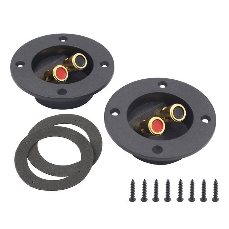 

2 in 1 / Set Car Double Binding Round Gold Plate Push Spring Loaded Jacks Speaker Box