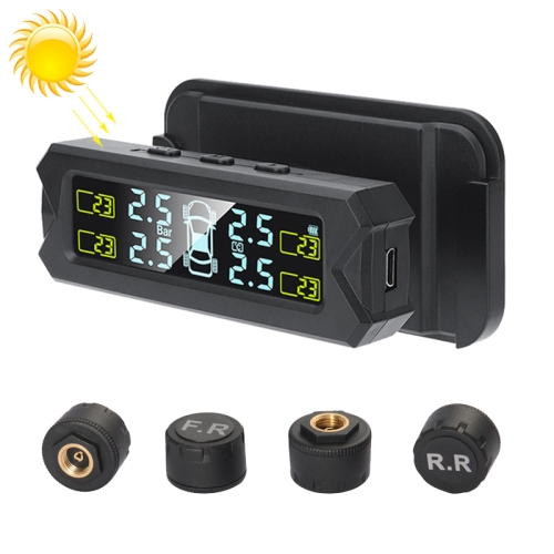 

Car High Precision Solar Charging Tire Pressure Monitoring System TPMS, External Beep Sensor