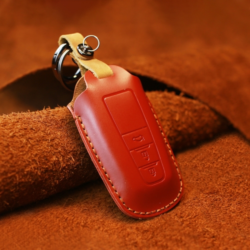 Housse de protection pour clé en cuir de vachette de voiture Subaru (rouge)