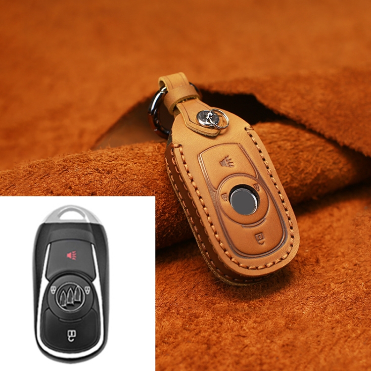 

For Buick Car Cowhide Leather Key Protective Cover Key Case, Four Keys Version (Brown)