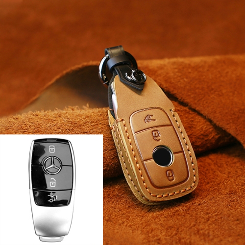 Housse de protection pour clé de protection en cuir de vachette de voiture  Volvo (marron)