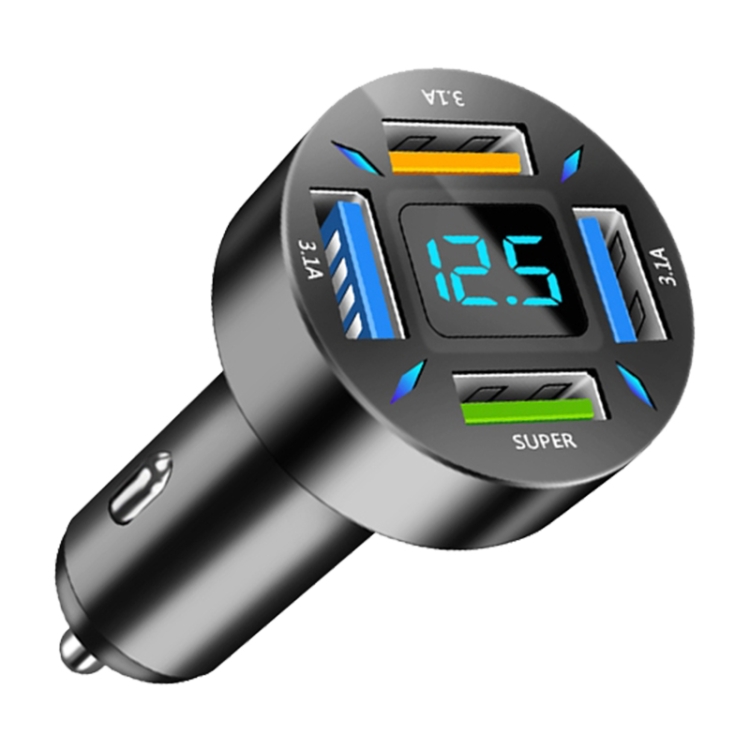 

2pcs 4 in 1 USB 66W Digital Display Car Super Fast Charger
