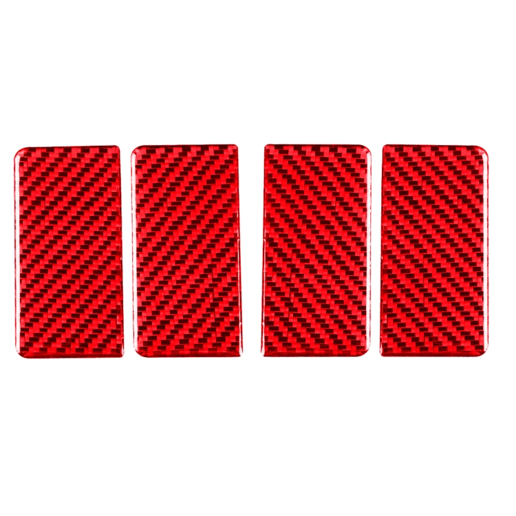 

4 PCS Set for Honda CRV 2007-2011 Carbon Fiber Car Inner Armrest Gasket Decorative Sticker,Left and Right Drive Universal (Red)