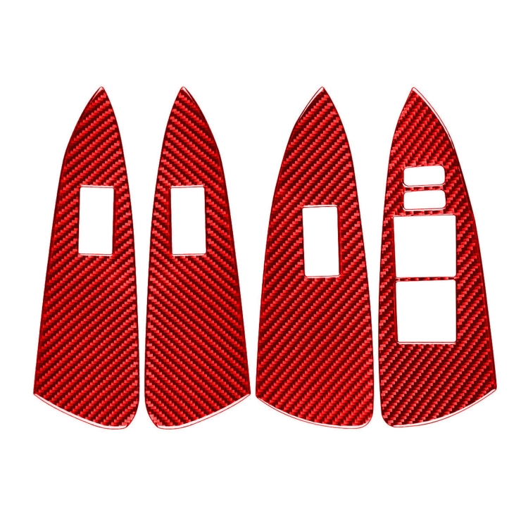 

Car Carbon Fiber Window Glass Lift Panel Decorative Sticker for Toyota RAV4 2006-2013, Right Drive (Red)