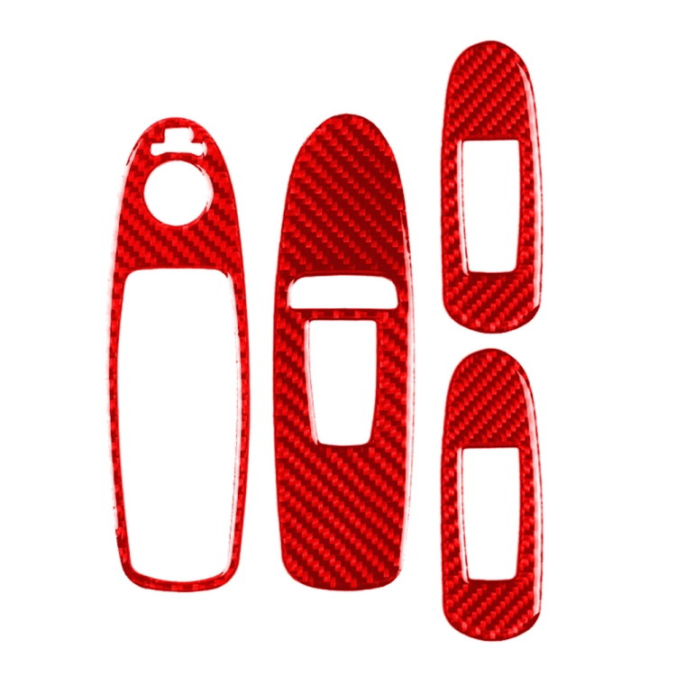 

Car Carbon Fiber B Style Window Glass Lift Panel Decorative Sticker for Infiniti Q50 2014-2020, Left Drive (Red)