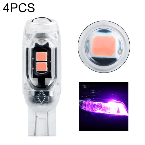 

4pcs T10 DC12V / 0.84W / 0.07A / 150LM Car Clearance Light 5LEDs SMD-3030 Lamp Beads with lens (Pink Light)