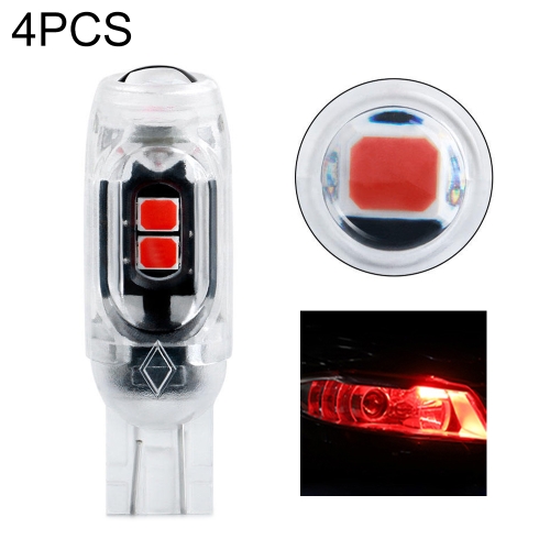 

4pcs T10 DC12V / 0.84W / 0.07A / 150LM Car Clearance Light 5LEDs SMD-3030 Lamp Beads with lens (Red Light)