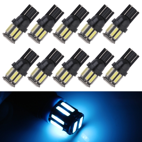 

10pcs T10 DC12V / 0.96W / 0.08A Car Clearance Light 10LEDs SMD-7020 Lamp Beads (Ice Blue Light)