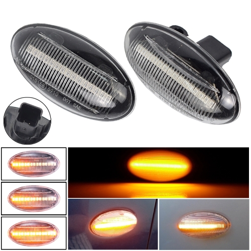 

2pcs For Peugeot 1007 Car Dynamic LED Fender Side Light 817300H010 (Transparent)