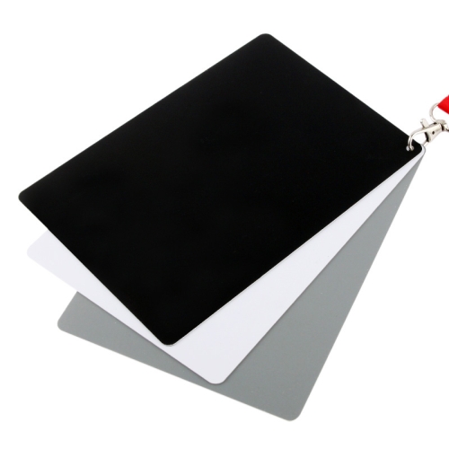 

3 in 1 Black White Gray Balance Card / Digital Gray Card with Strap, Works with Any Digital Camera, File Form: RAW and JPEG, Size: 8.7cm x 5.5cm