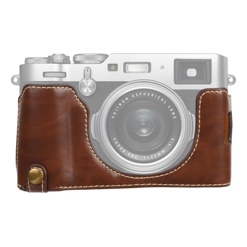 

1/4 inch Thread PU Leather Camera Half Case Base for FUJIFILM X100V (Coffee)