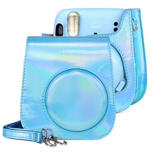 

Aurora Color Leather Case Full Body Camera Bag with Shoulder Strap for FUJIFILM Instax mini 11(Blue)