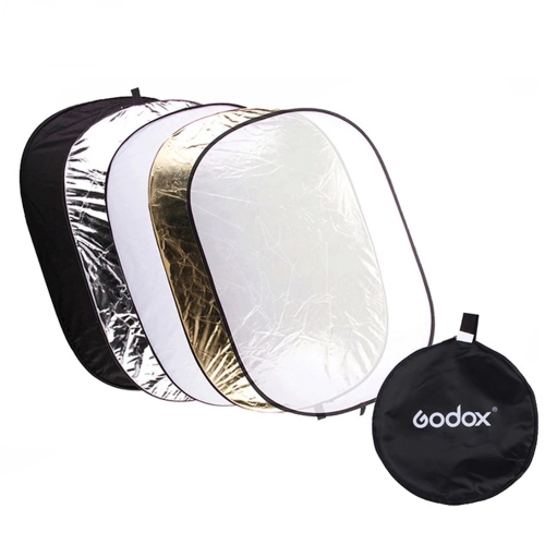 

Godox FT05-1 60 x 90cm 5-in-1 Silver / Soft / Gold / White / Black Oval Folding Reflector Board